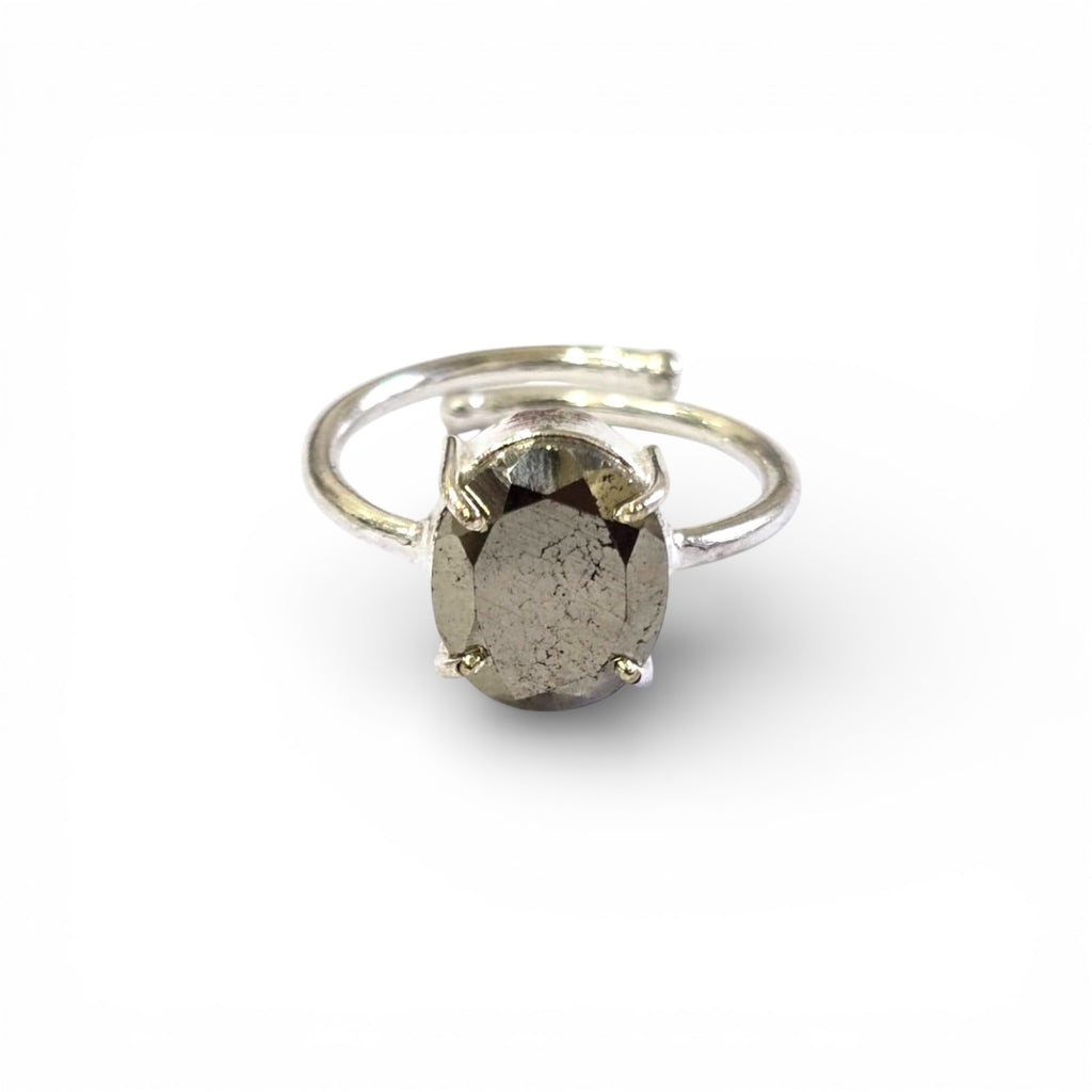 Pyrite Ring – Natural Gemstone  Silver Adjustable | Reminder of Abundance