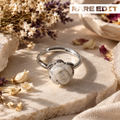 White Jasper Ring - Rose Carved Natural Stone Anti tarnish Adjustable | Serenity