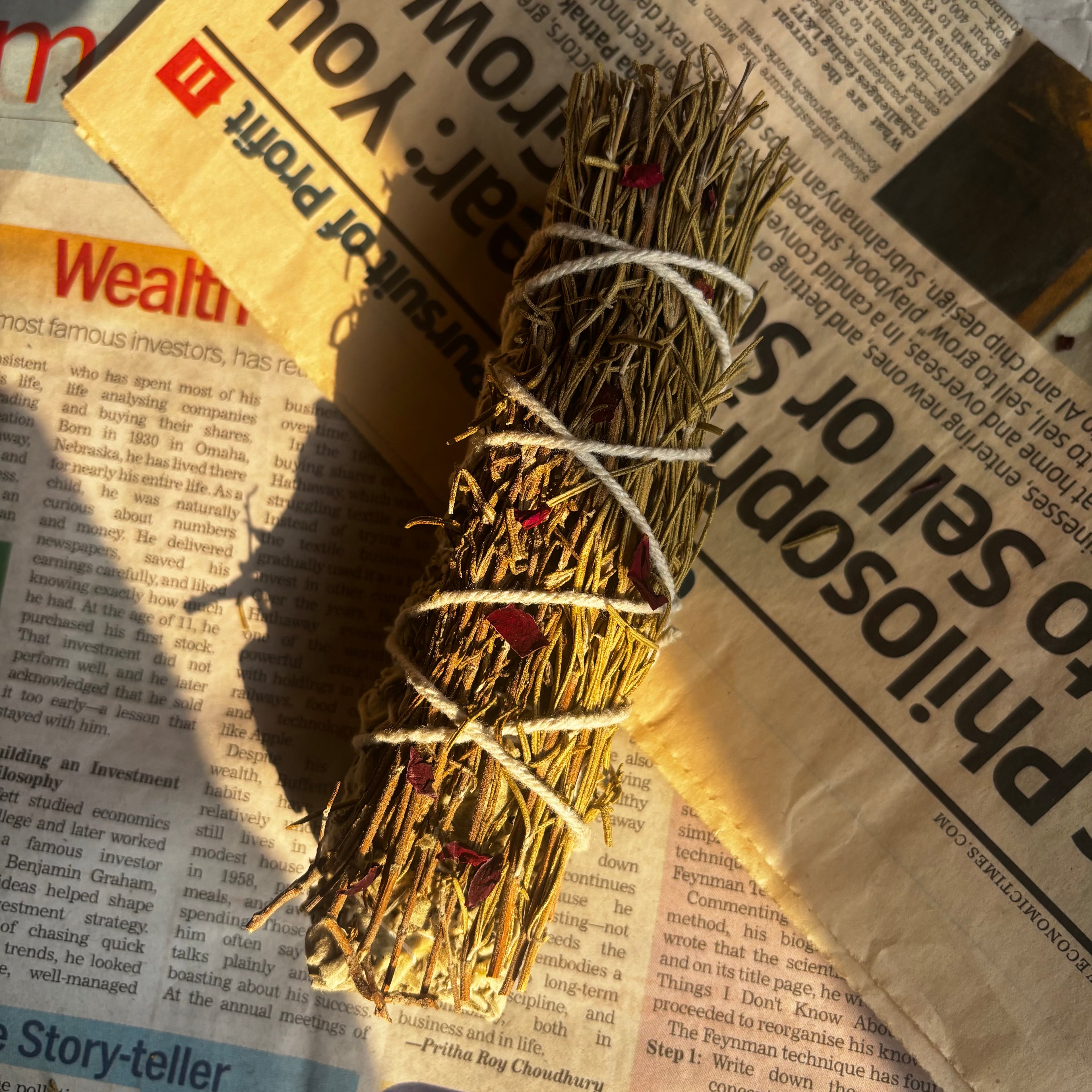 Mystic Rosemary Sage Smudge Stick & Floral Petal Touch | Believed to Purify Energy & Create a Peaceful Atmosphere