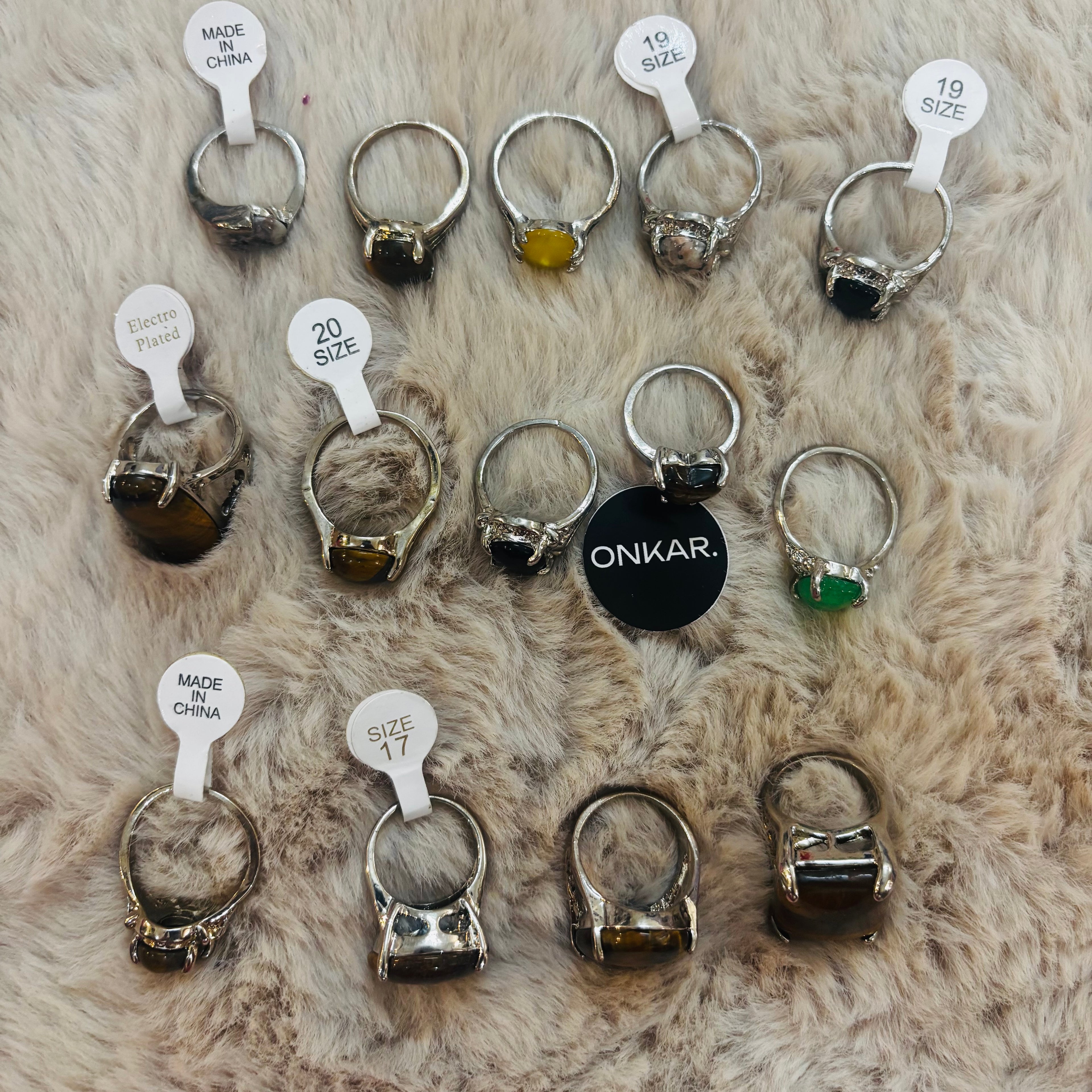 Gemstones Ring - Imported Mix Sizes Assorted (Pack of 14)