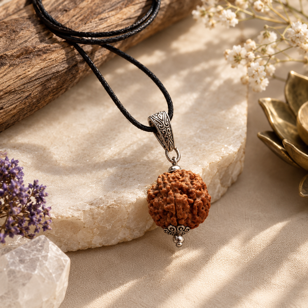 Rudraksh Pendant - Natural Panch Mukhi With Black Thread (5 pcs)