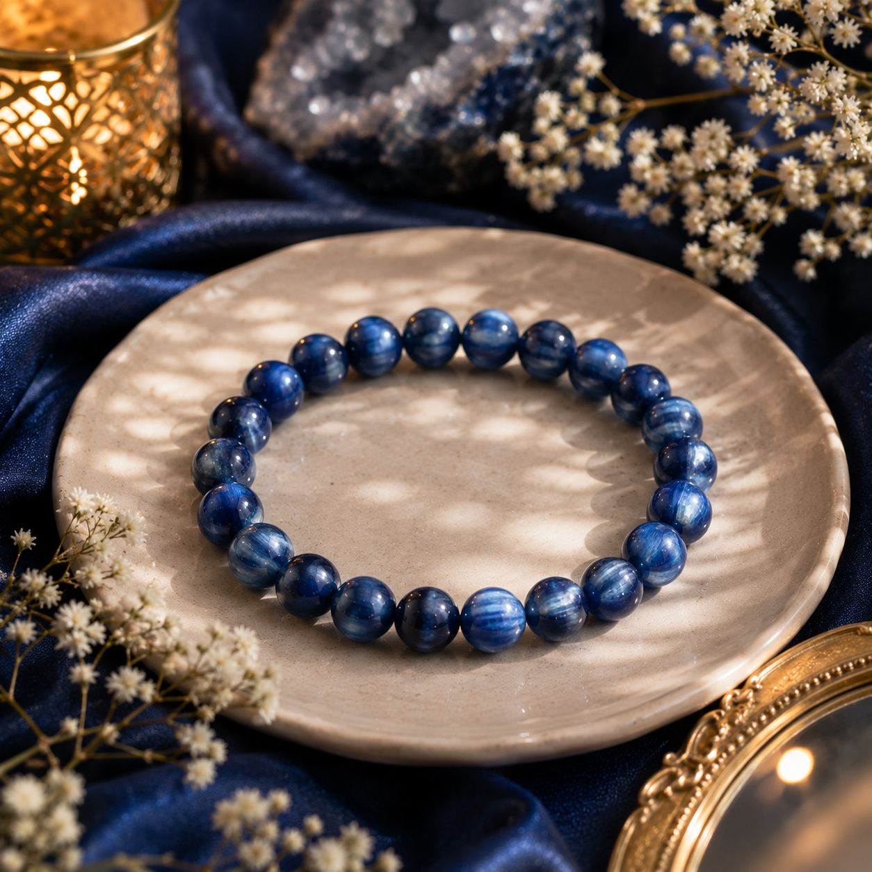 Kyanite Crystal Bracelet - Original Round | Traditionally Known as the Stone of Alignment