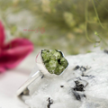 Peridot Ring - Raw Natural Stone Adjustable Silver Plated | Reminder of Growth