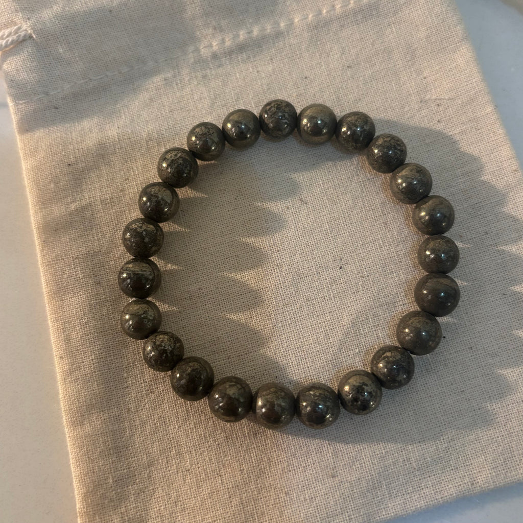 Pyrite Crystal Bracelet - Original Round | Traditionally Known as a Stone of Abundance & Prosperity