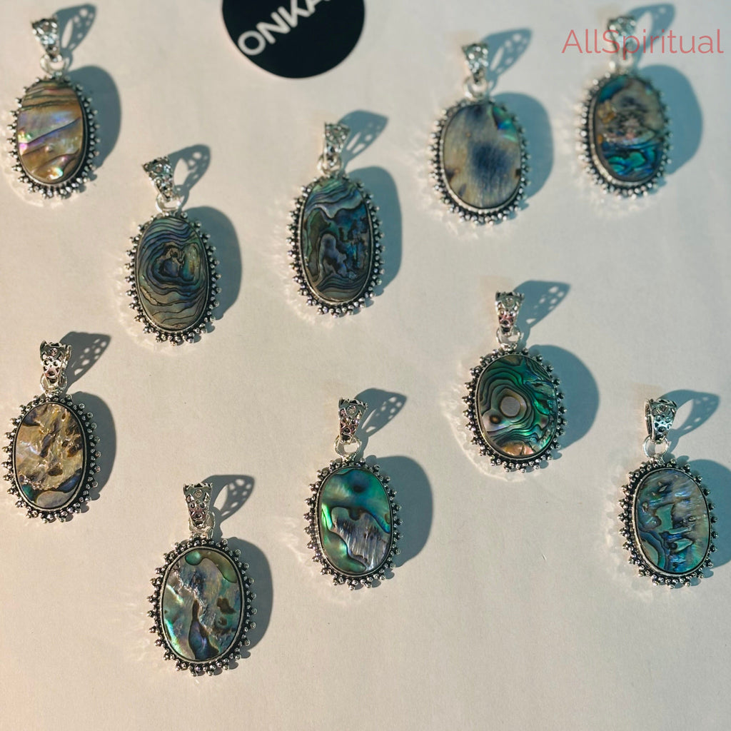 Abalone Shell Pendant - Natural Stone Silver Plated | Rooted in Emotional Balance