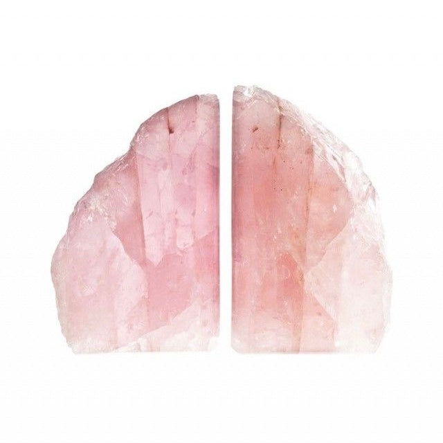 Rose Quartz Crystal Book Ends – Natural Crystal Pair | Traditionally Linked with Heart Centered Energy - Functional & Aesthetic