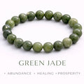 Green Jade Crystal Bracelet - Round | Traditionally Known as the Stone of Abundance, Healing & Prosperity