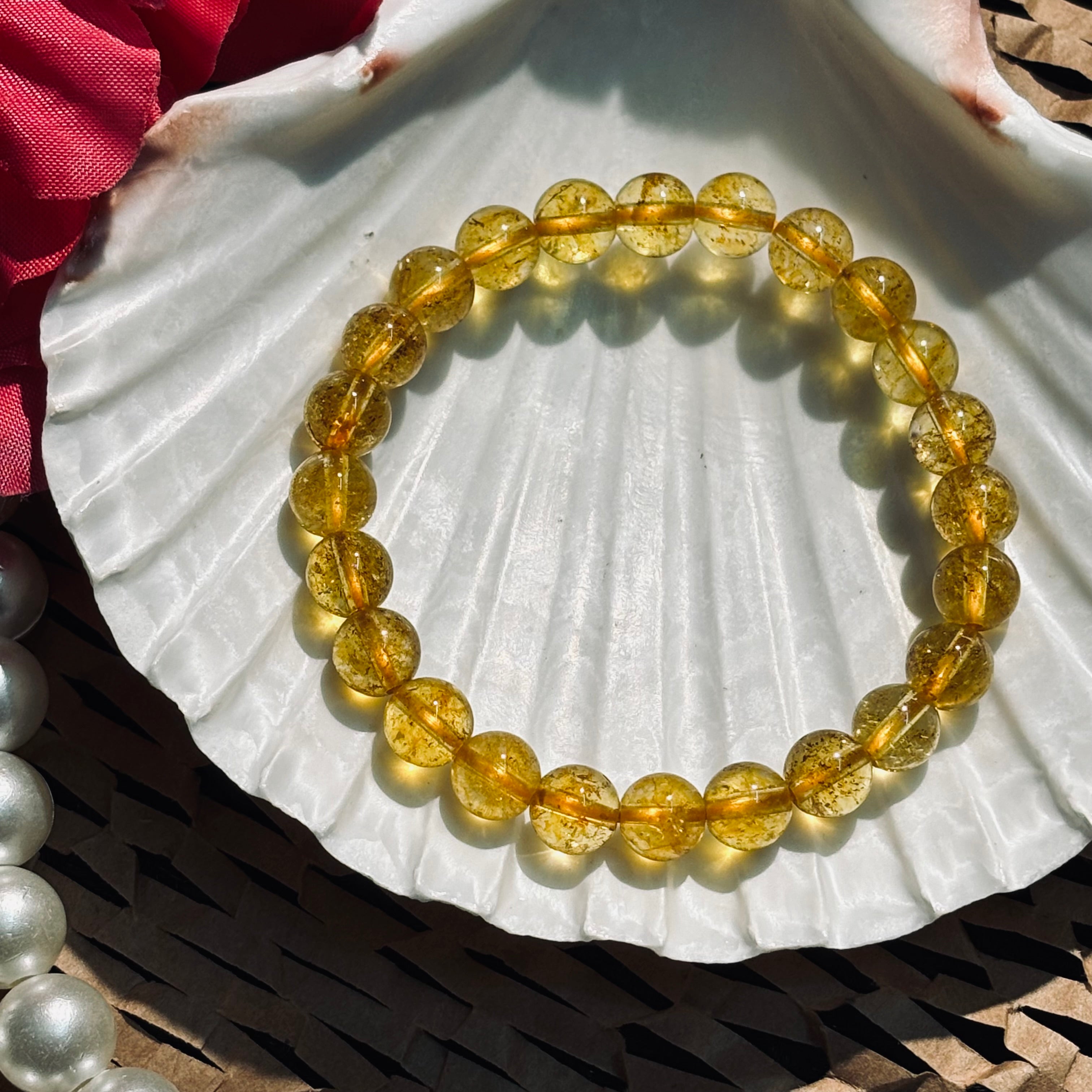 Citrine Crystal Bracelet - Heated Round | Traditionally Known as the Stone of Abundance, Positivity & Success