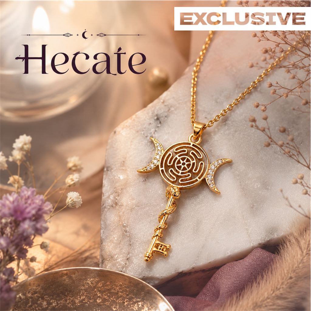 Hecate Pendant - Wheel Of Hecate Goddess Gold Plated Anti tarnish (With Chain)