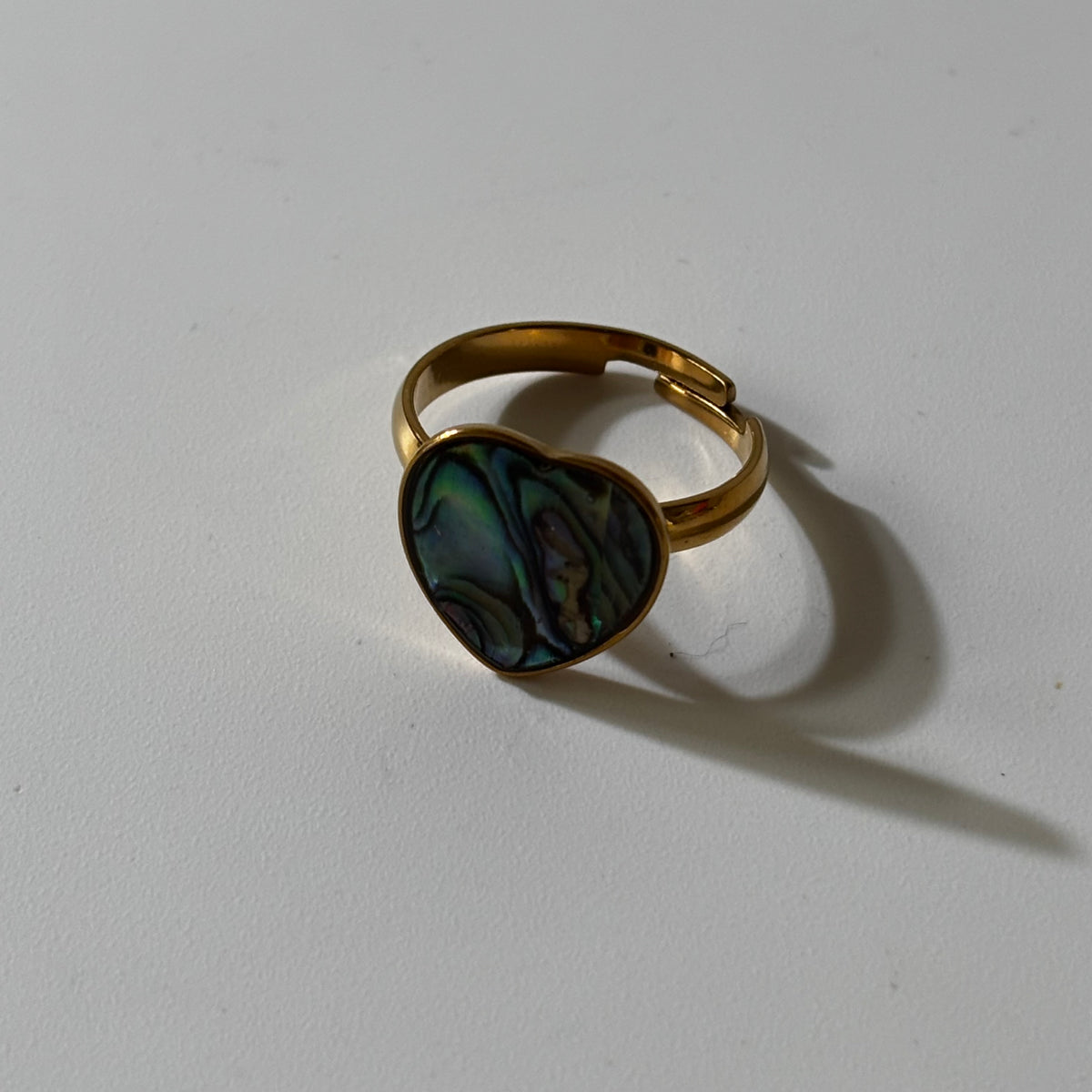 Abalone Ring - Heart Natural Shell Adjustable Gold plated Anti tarnish | Serenity