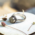 Pyrite Ring - Raw Natural Minimal Stone Silver Plated Adjustable Size (5 pcs)
