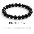 Black Onyx Crystal Bracelet - Round | Traditionally Known as the Stone of Energy, Motivation & Confidence