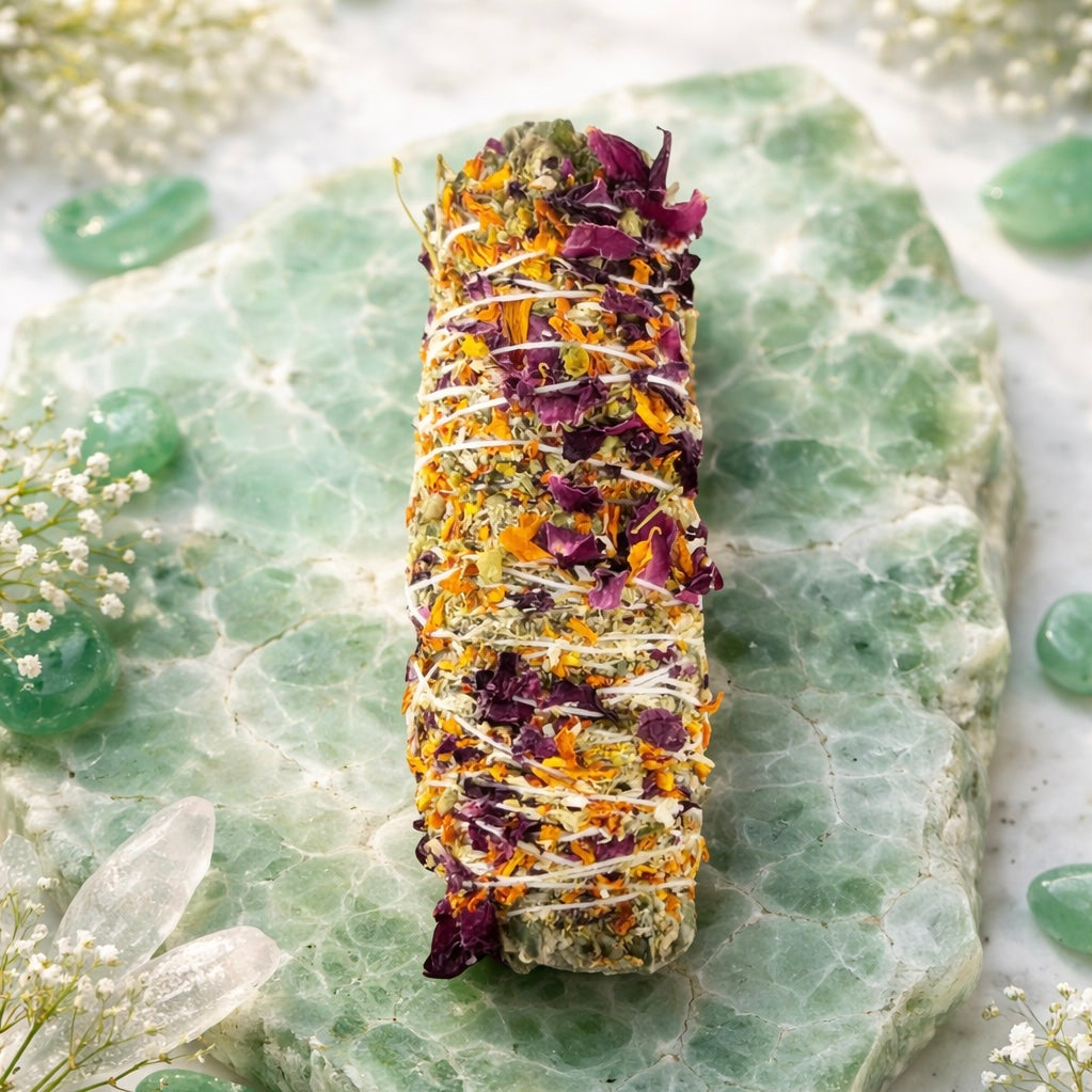 Sacred Jasmine, Marigold & Rose Sage Smudge Stick | Believed to Support Positivity, Joy & Loving Energy