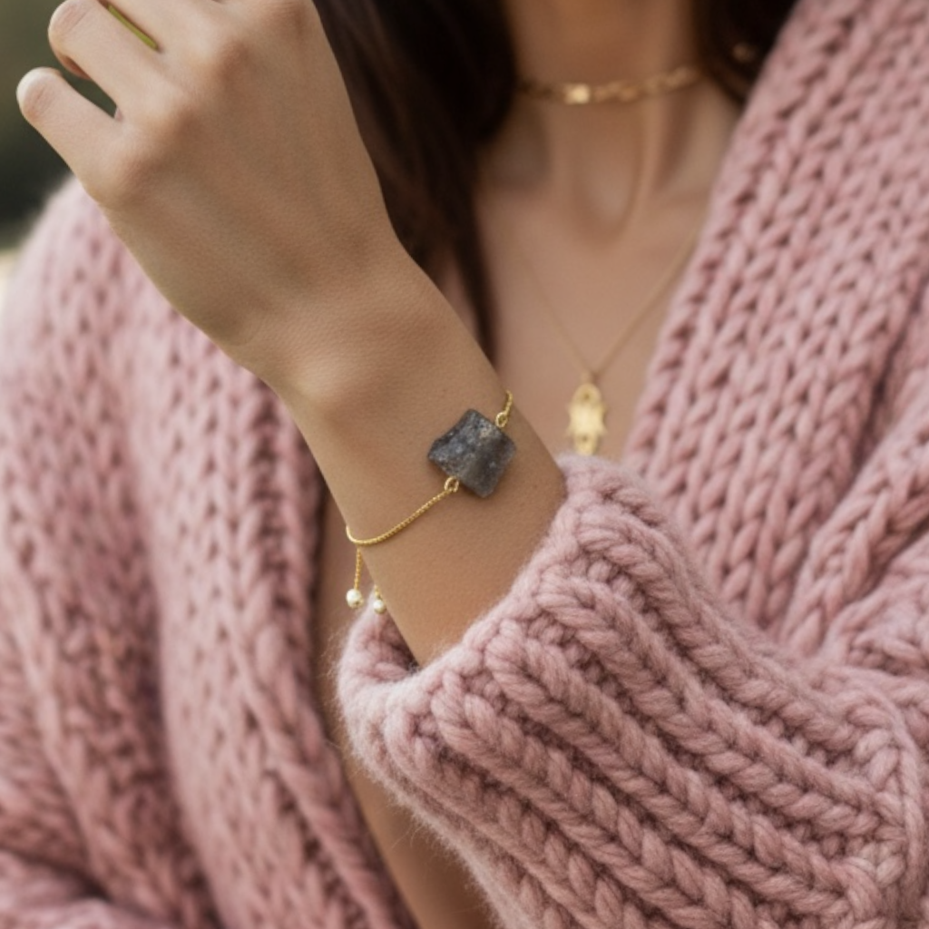 Amethyst Bracelet - Raw Natural Stone Adjustable | Essence of Wisdom