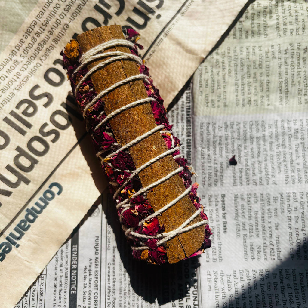 Cinnamon & Rose Sage Smudge Stick | Believed to Support Love, Warmth & Positive Energy