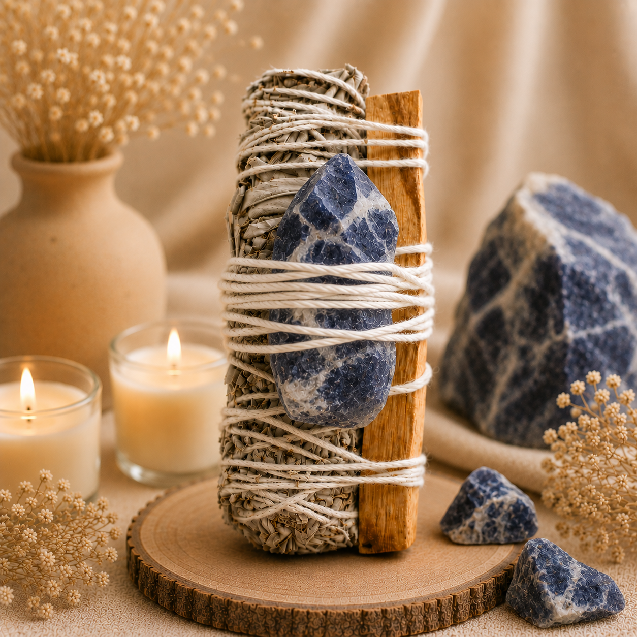 Sage + Sodalite Stone
+ Palosanto Smudge Bundle