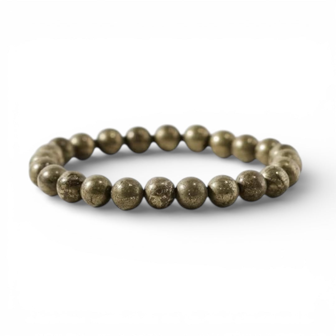 Pyrite Crystal Bracelet - Original Round | Traditionally Known as a Stone of Abundance & Prosperity