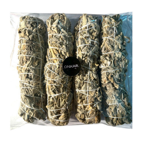 White Sage Smudge Stick – Indian (Set of 4) | Believed to Support Space Cleansing, Calmness & Spiritual Clarity