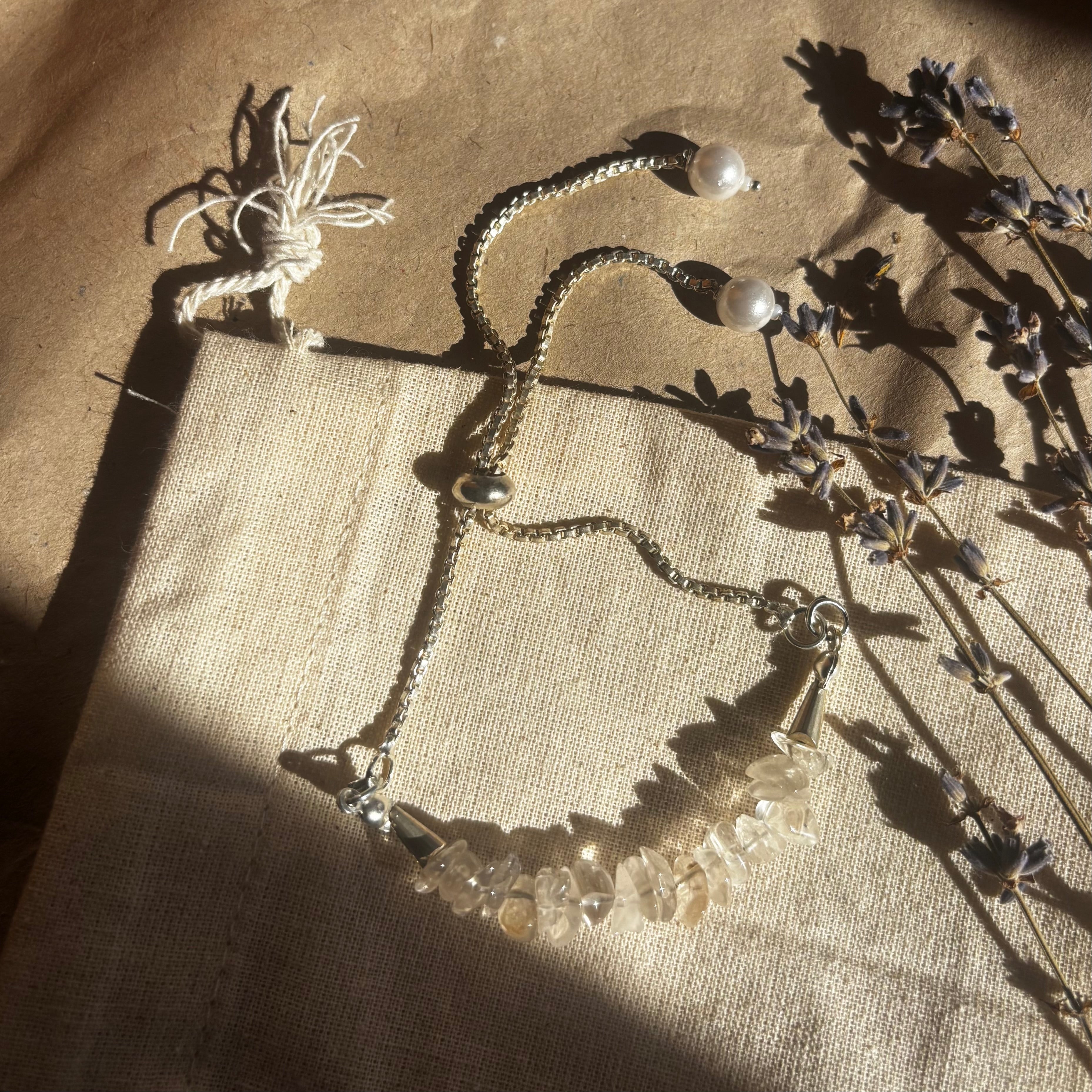 Clear Quartz Bracelet – Minimal Chip Style Adjustable | Reminder of Clarity