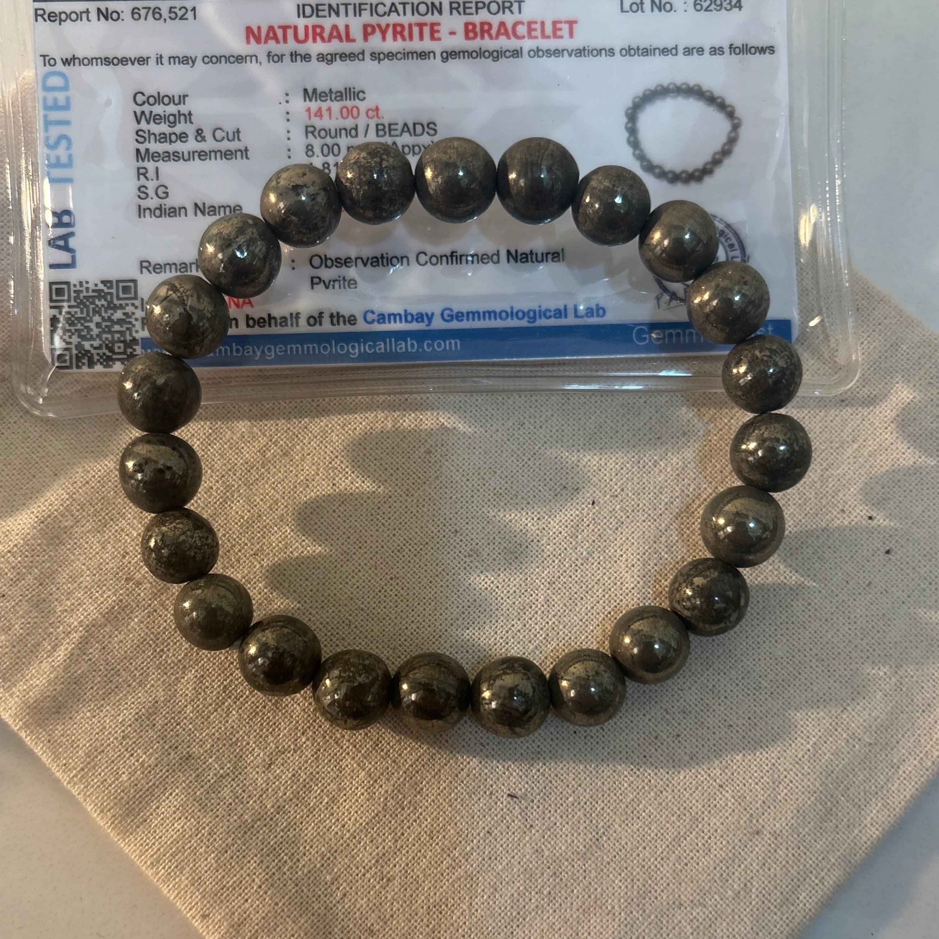 Pyrite Crystal Bracelet - Original Round | Traditionally Known as a Stone of Abundance & Prosperity