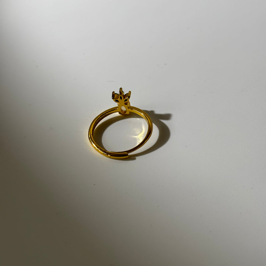 Citrine & Green Jade Ring - Pineapple Carved Natural Faceted Stone Gold Plated Anti tarnish Adjustable | Flourish