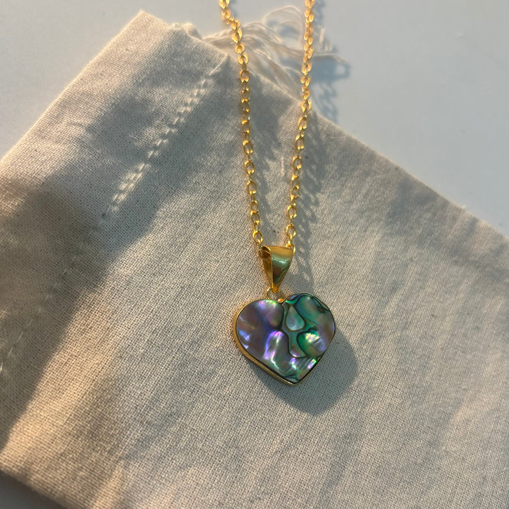 Abalone Shell Heart Pendant - Natural Stone Gold Plated | Rooted in Ocean Vibes
