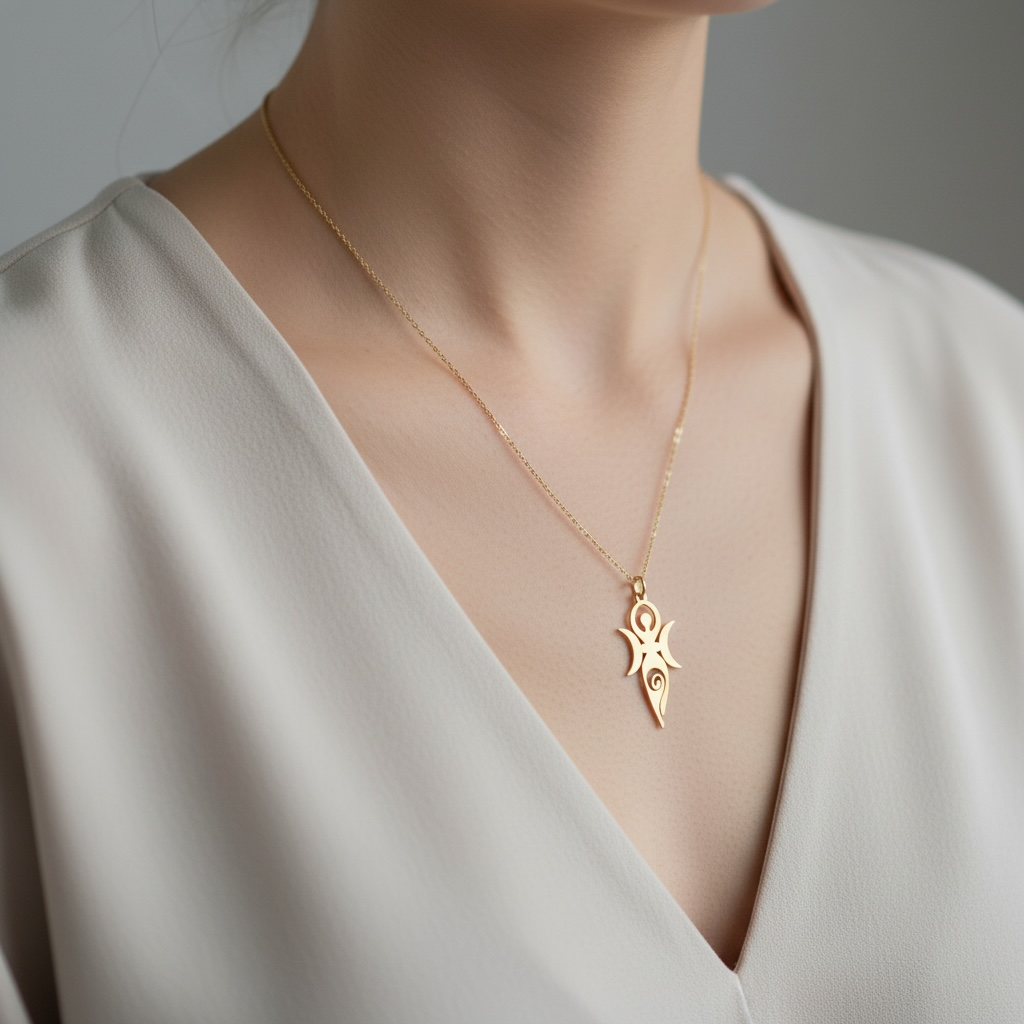 Mother Earth Goddess Pendant - 18k Gold Plated