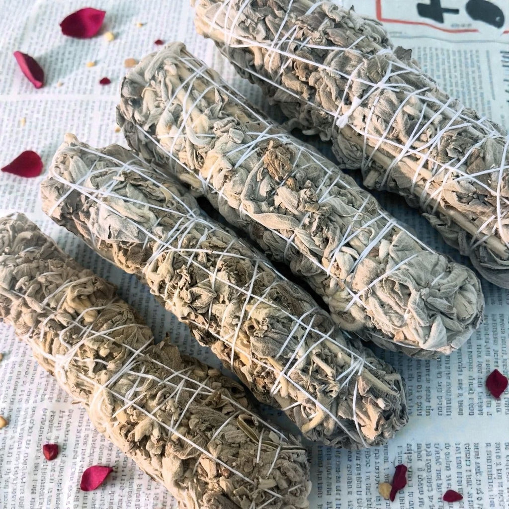 White Sage Smudge Stick – Indian (Set of 4) | Believed to Support Space Cleansing, Calmness & Spiritual Clarity