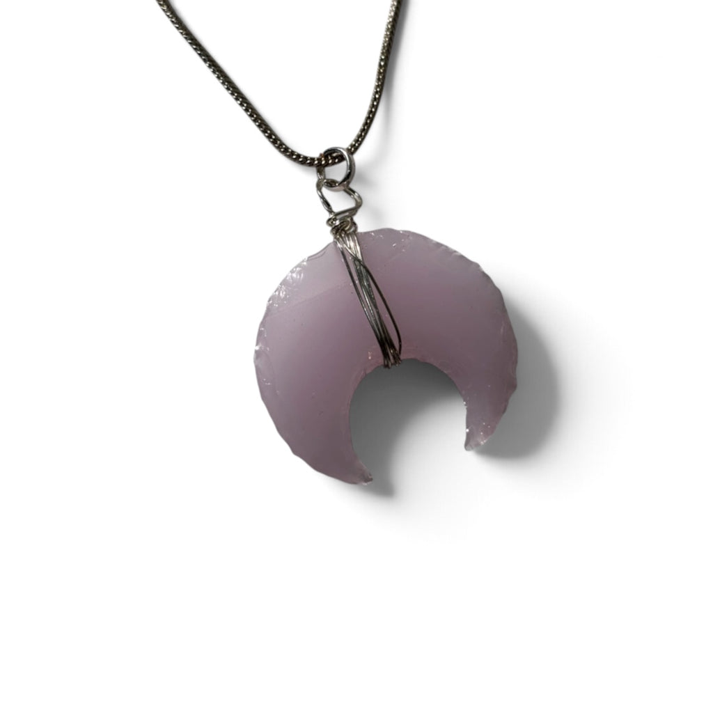 Rose Quartz Pendant - Crescent Moon Carved | Pureza