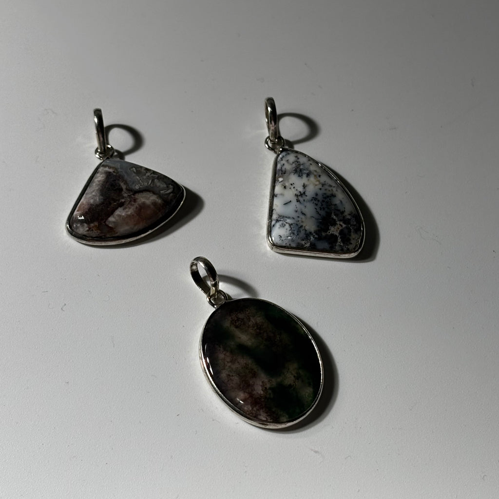 Crystals Pendant Combo 04 - Rare Natural Stones Silver Plated (3 pcs)