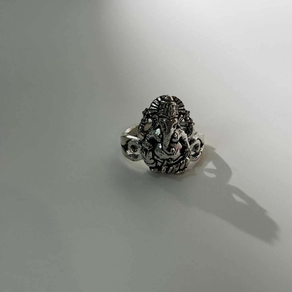 Lord Ganesha Ring - Ganpati Ji Carved Oxidised Adjustable | Sagrado