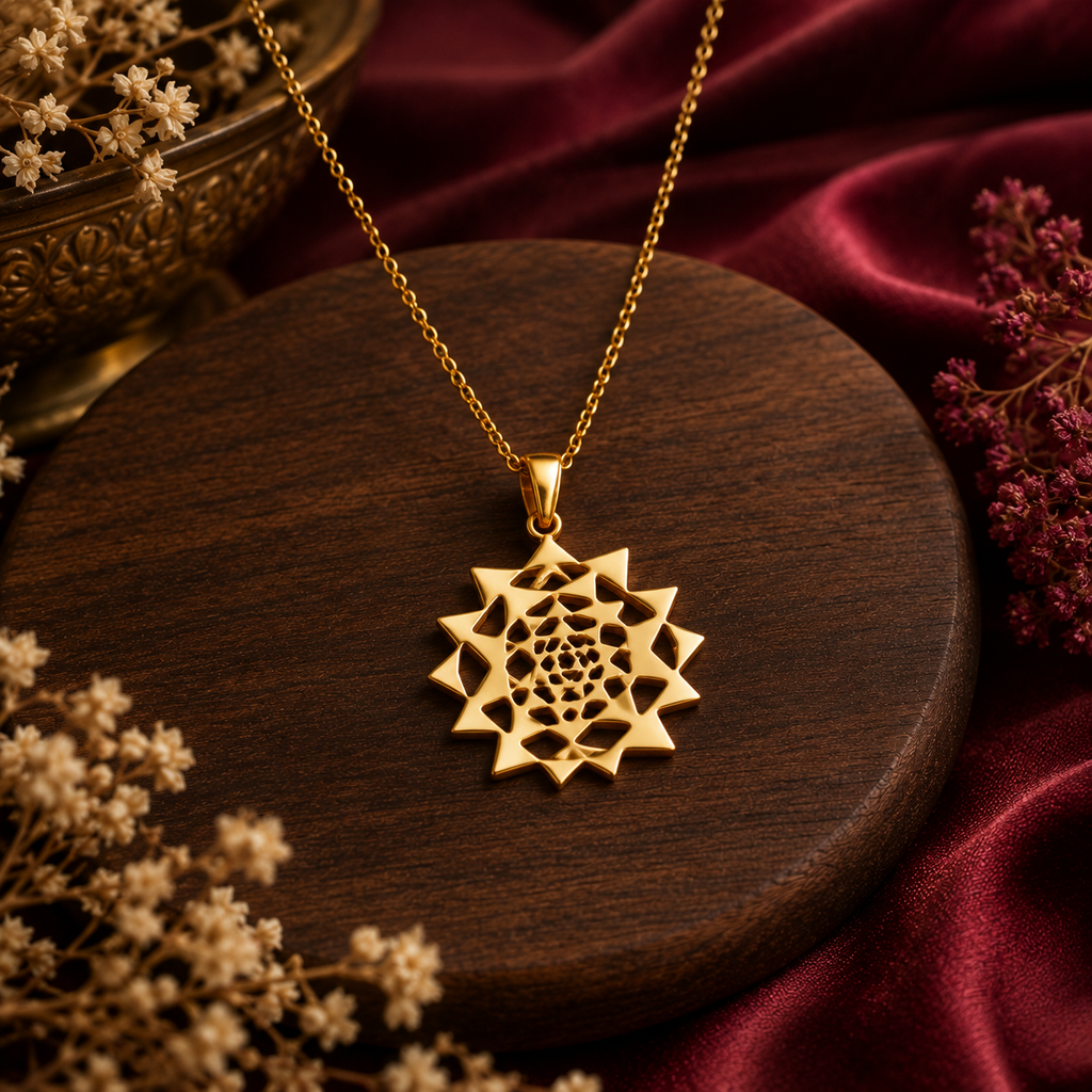 Sacred Code Pendant 11 - Brass Gold Plated | Shree Yantra A Symbol of Cosmic Balance