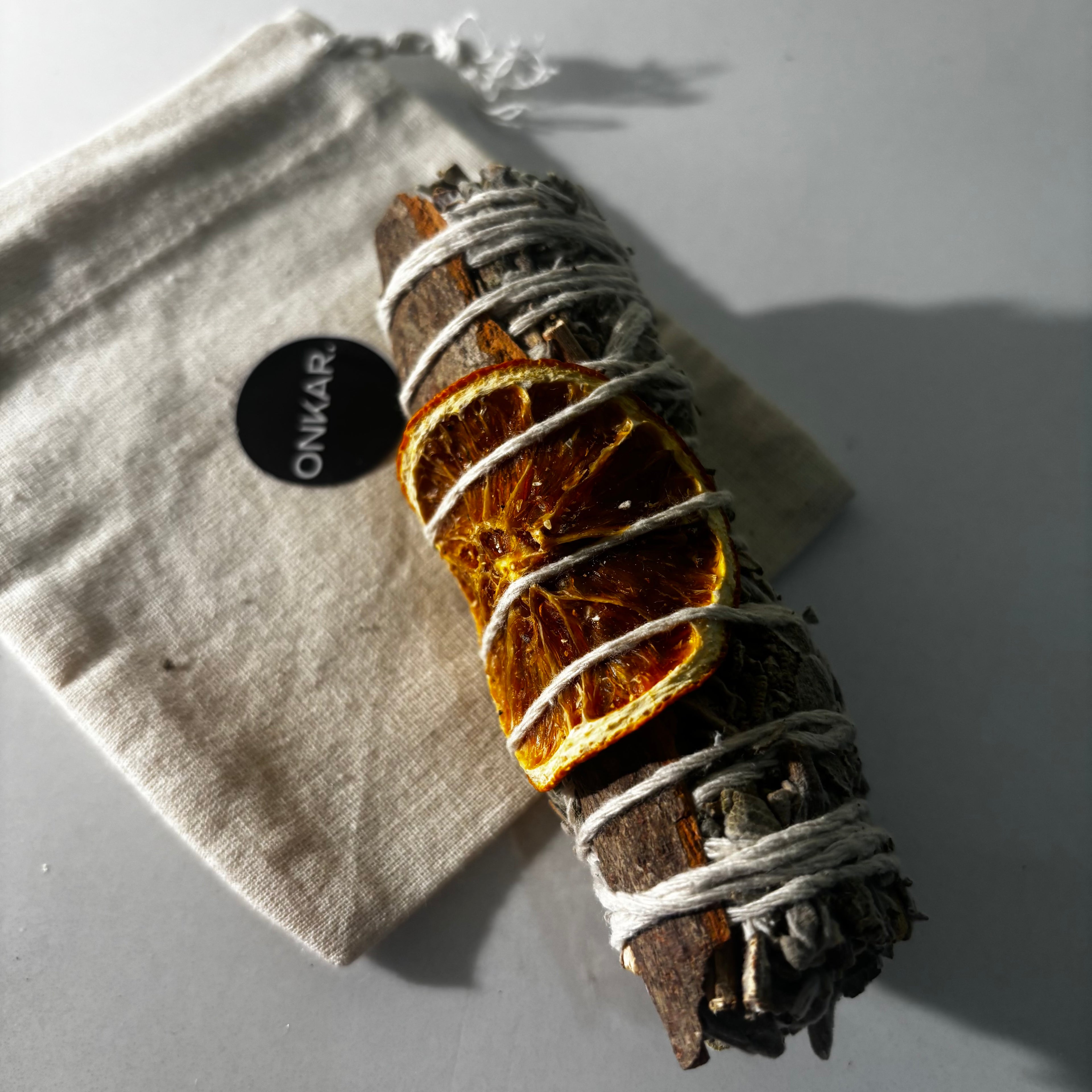 Orange & Cinnamon Sage Smudge Stick | Believed to Uplift Energy, Attract Positivity & Inspire Joy