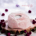 Rose Quartz Candle Holder – Natural Crystal | Traditionally Associated with Love & Harmony - Elegant Home Decor