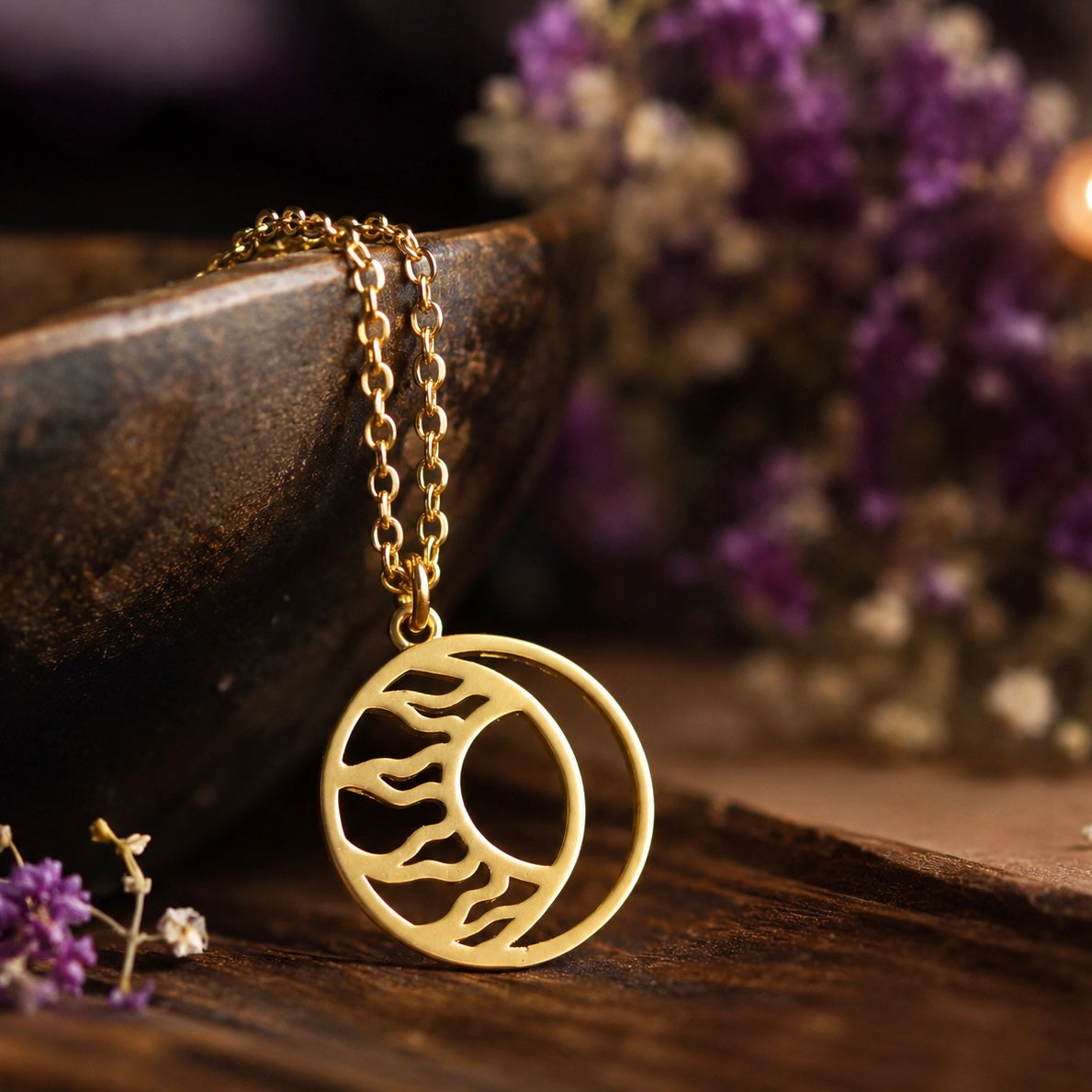 Celestial Code Pendant 01 - Brass Gold Plated | Sun Moon Story