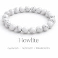 Howlite Crystal Bracelet - Round | Traditionally Known as the Stone of Calm, Patience & Awareness
