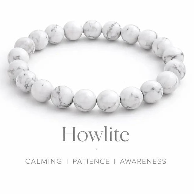 Howlite Crystal Bracelet - Round | Traditionally Known as the Stone of Calm, Patience & Awareness