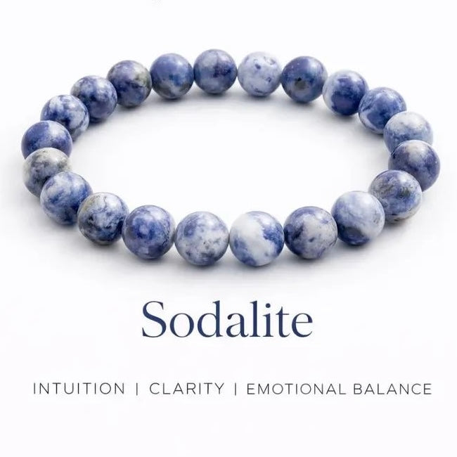 Sodalite Crystal Bracelet - Round | Traditionally Known as the Stone of Intuition, Clarity & Emotional Balance