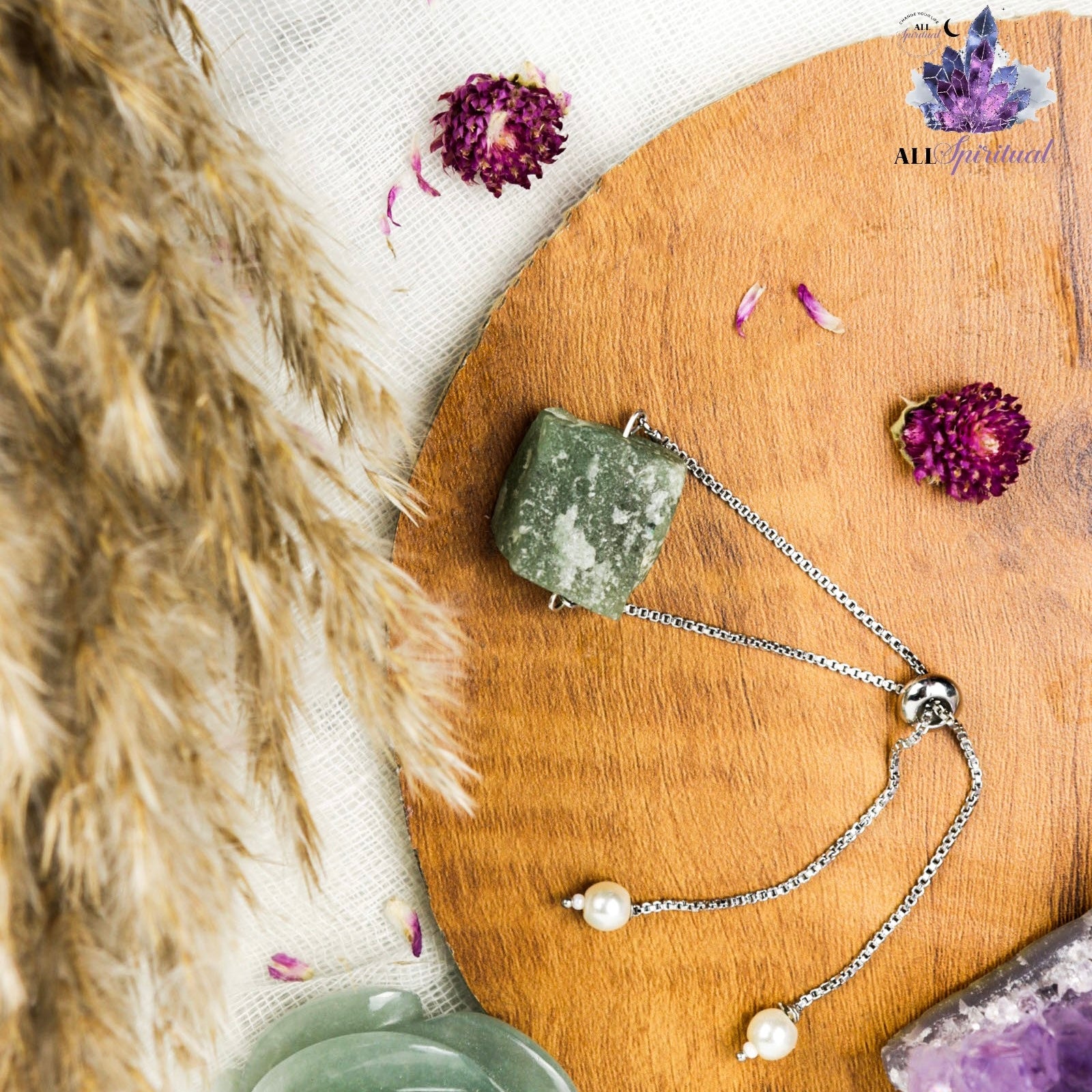 Green Aventurine Bracelet - Raw Natural Stone | Adjustable