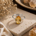 Citrine Ring – Faceted Natural Stone Silver Plated Adjustable | Fortuna