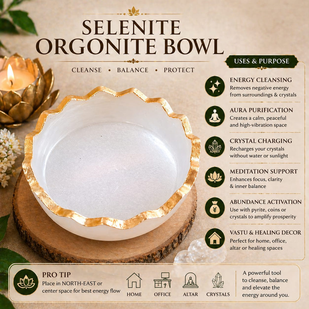 Selenite Orgonite Bowl | Vastu Inspired Home Decor & Housewarming Gift