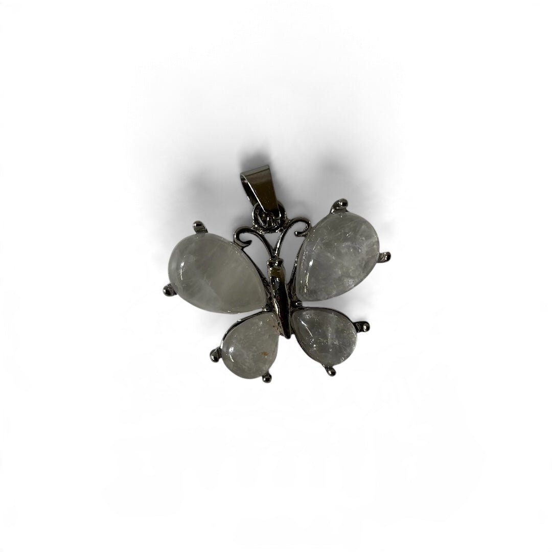 Clear Quartz Pendant - Butterfly Natural Stone Anti tarnish | New Beginnings