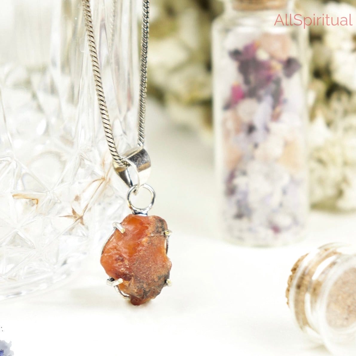 Carnelian Pendant - Raw Natural Stone Silver Plated | Emblem of Confidence