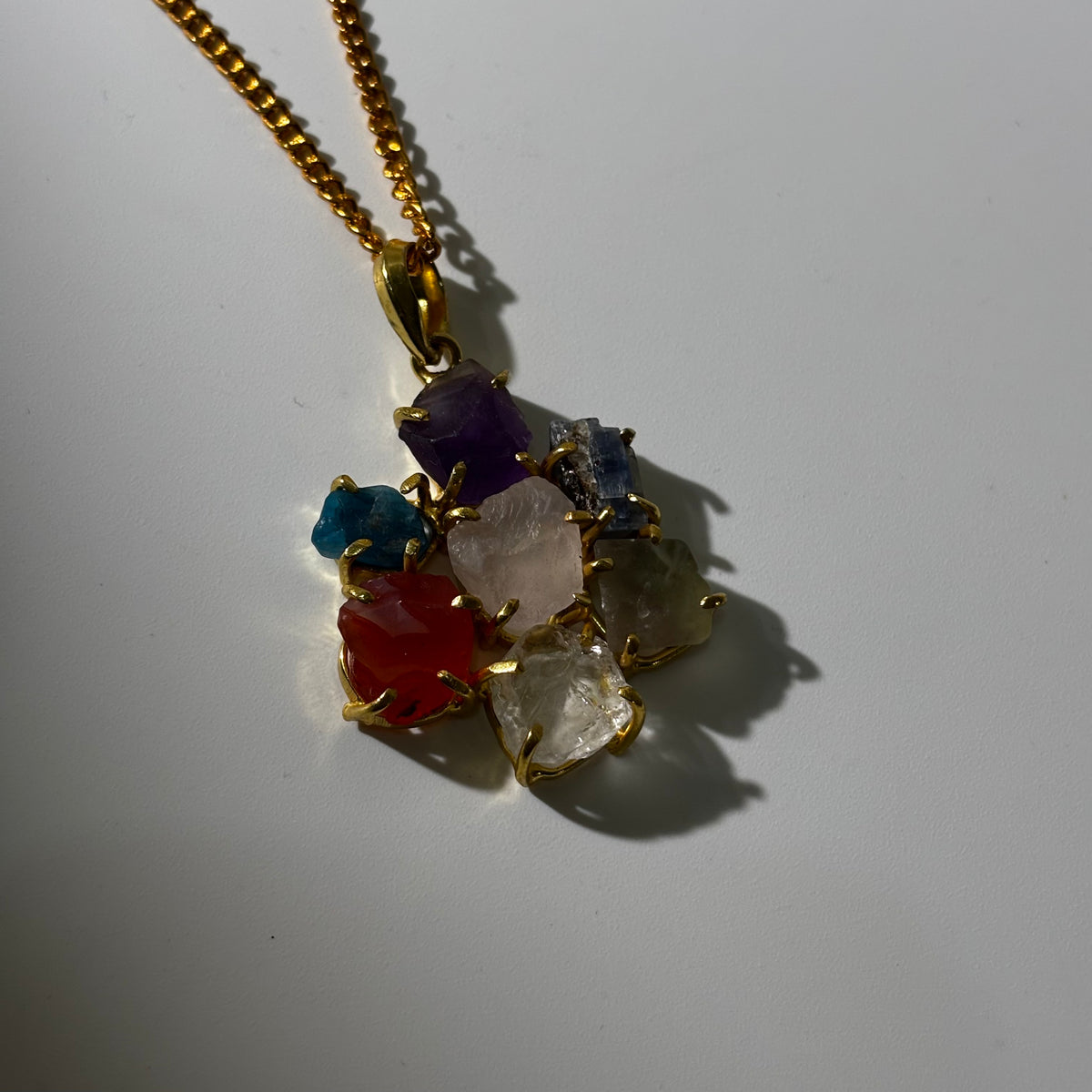 Seven Stones Pendant – Raw Natural Stone Gold Plated | Siete