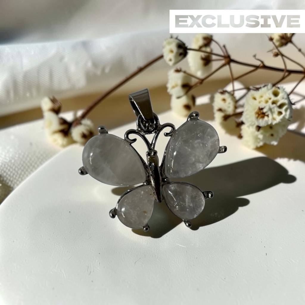 Clear Quartz Pendant - Butterfly Natural Stone Anti tarnish | New Beginnings