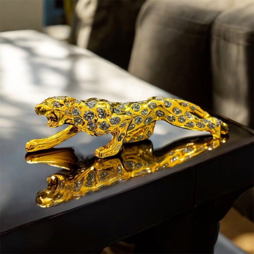 Pyrite decor panther figurine 