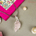 Rose Quartz Pendant -  Raw Natural Stone Silver Plated | Emblem of Love