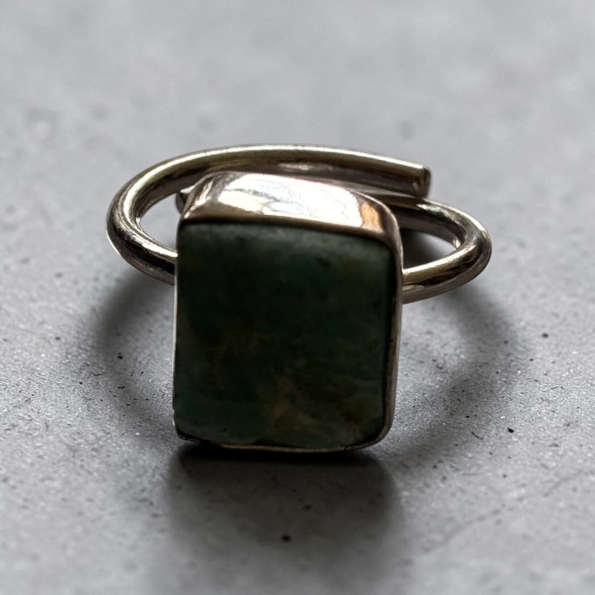 Amazonite Ring - Raw Natural Stone Silver Plated Adjustable Size (5 pcs)