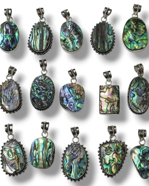 Abalone Shell Pendant - Big Natural Stone | Mix Exclusive Silver Plated Ocea