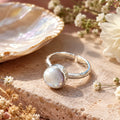 Mother Pearl Ring - Raw Natural Pearl Silver Plated Adjustable Size (5 pcs)